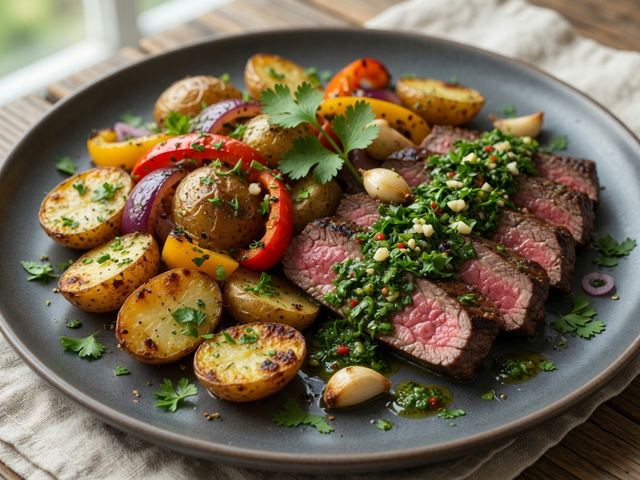 Sheet-Pan Chimichurri Steak with Crispy Potatoes and Peppers