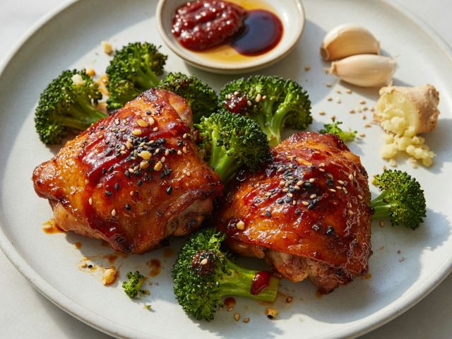 Sheet-Pan Gochujang Honey Chicken Thighs with Broccoli