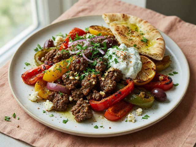 Sheet-Pan Gyro Dinner with Peppers