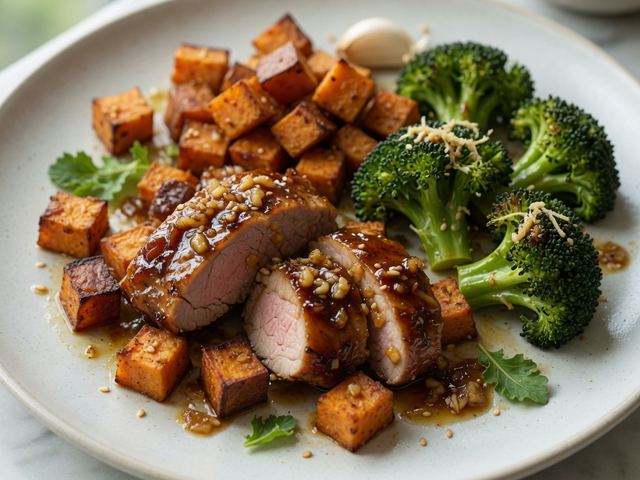 Sheet-Pan Honey Garlic Pork Tenderloin with Broccoli & Sweet Potatoes