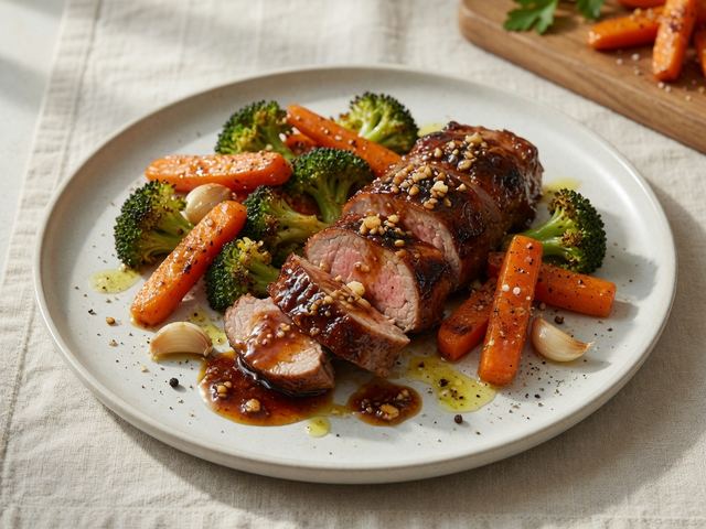 Sheet-Pan Honey Garlic Pork Tenderloin with Broccoli & Carrots