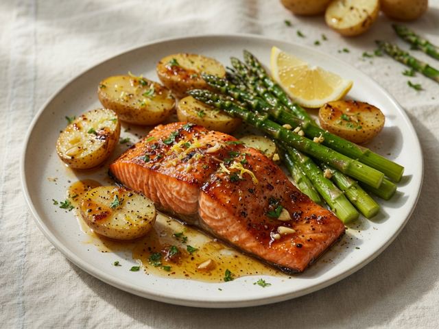 Sheet-Pan Honey Garlic Salmon with Asparagus and Baby Potatoes