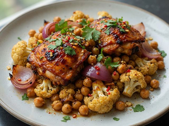 Sheet-Pan Honey Harissa Chicken with Chickpeas & Cauliflower