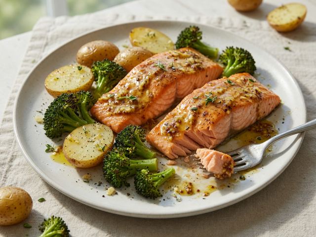Sheet-Pan Honey Mustard Salmon with Broccoli & Baby Potatoes