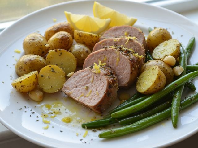 Sheet-Pan Lemon Garlic Pork Tenderloin with Green Beans & Potatoes