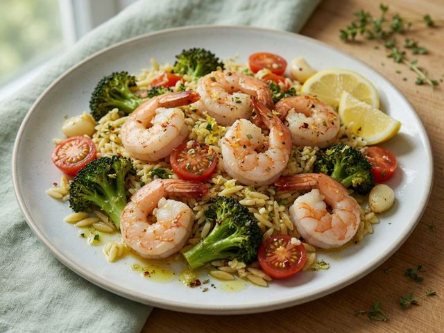 Sheet-Pan Lemon Garlic Shrimp with Broccoli and Orzo