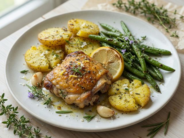 Sheet-Pan Lemon Herb Chicken Thighs with Potatoes & Green Beans
