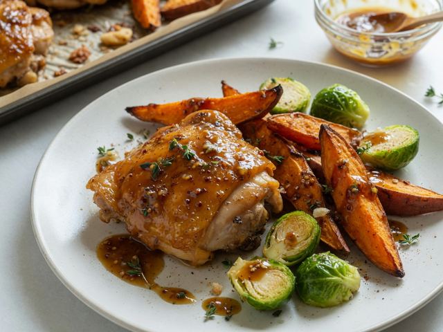 Sheet-Pan Maple Dijon Chicken Thighs with Sweet Potatoes