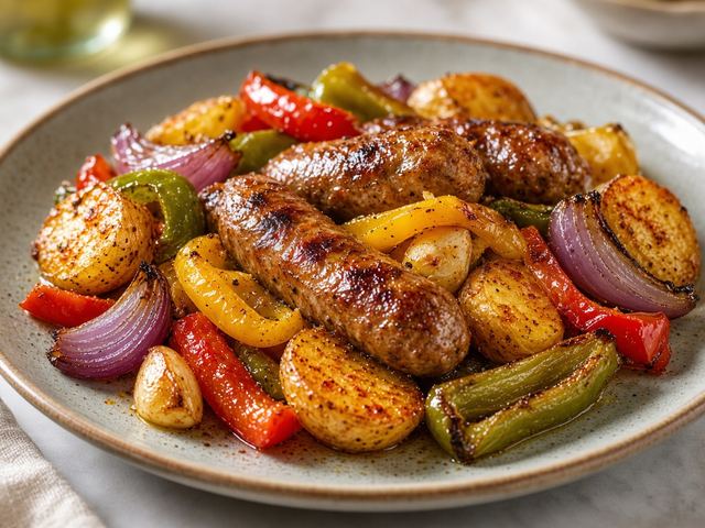 Sheet Pan Sausage, Peppers & Potatoes