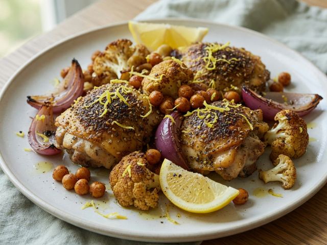 Sheet-Pan Za'atar Chicken Thighs with Chickpeas & Cauliflower
