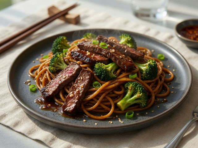 Skillet Beef and Broccoli Lo Mein