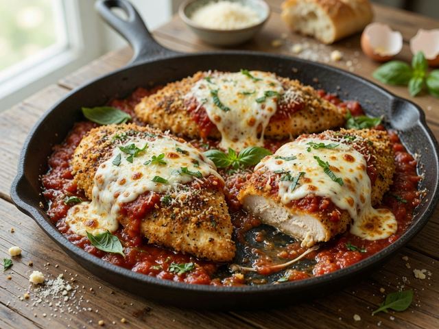 Skillet Chicken Parmesan with Bubbly Mozzarella