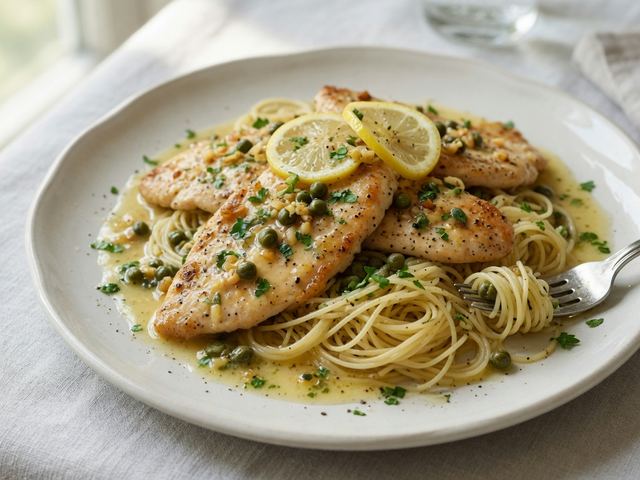 Skillet Chicken Piccata with Capers & Angel Hair
