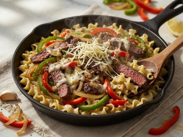 Skillet Philly Cheesesteak Pasta