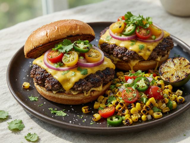 Skillet Smash Burgers with Charred Corn Relish