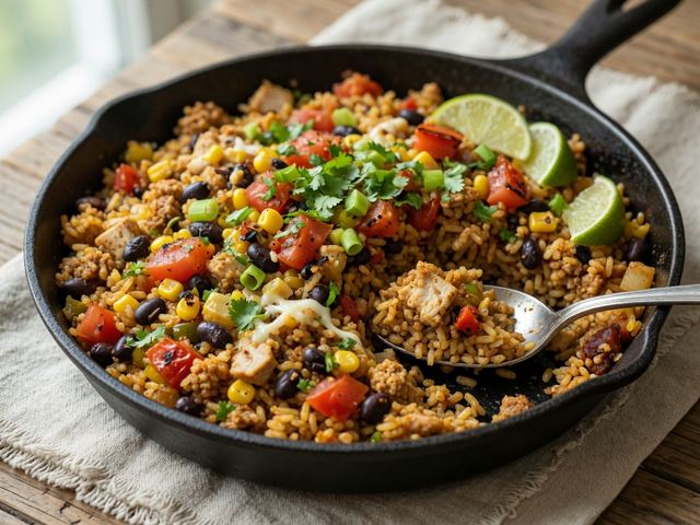 Skillet Turkey Taco Rice Bake