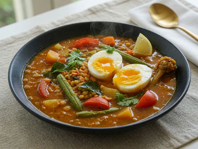 Slow-Cooker Sambar with Eggs and Lentils
