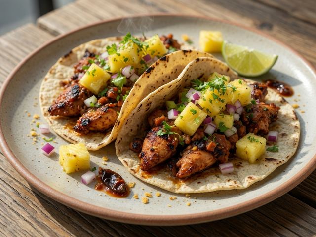 Spicy Chipotle Chicken Street Tacos with Pineapple Pico