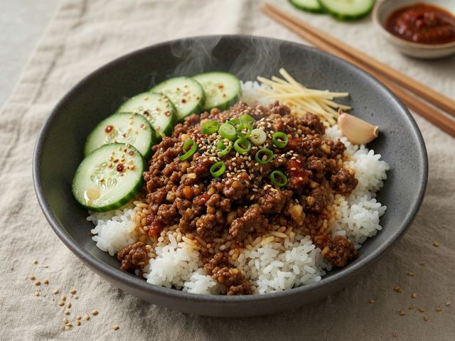 Sweet-Spicy Korean Ground Beef Rice Bowls