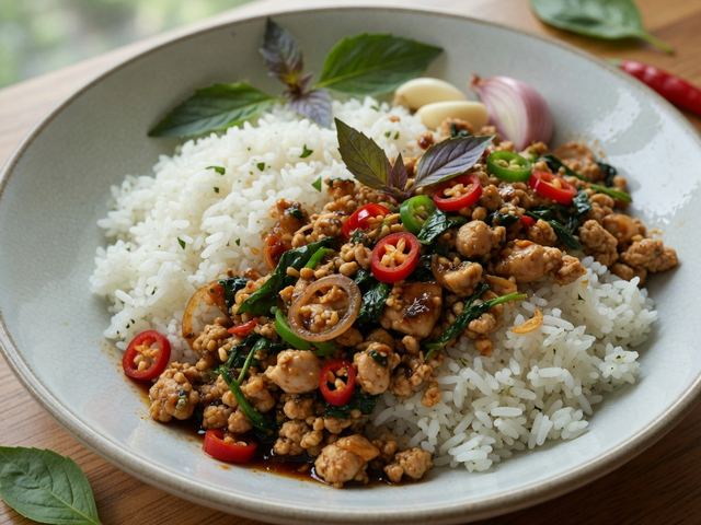 Thai Basil Ground Chicken Bowls with Jasmine Rice
