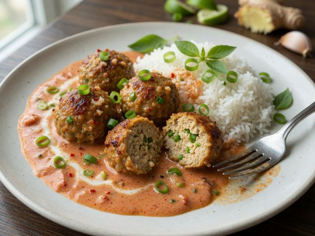 Thai-Inspired Coconut Curry Meatballs with Jasmine Rice