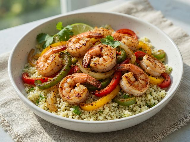 Weight-Loss Shrimp Fajita Cauliflower Bowl