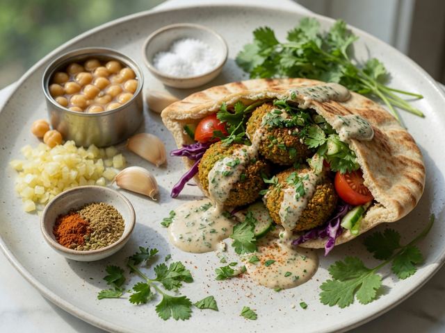 Air-Fryer Falafel Pita Wraps with Tahini-Herb Sauce