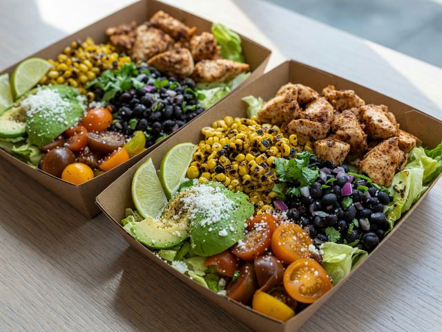 Charred Corn Black-Bean Chicken Taco Salad Boxes