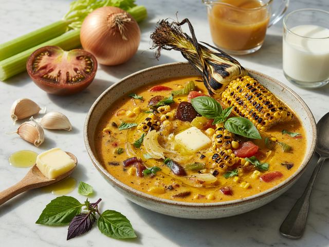 Charred Sweet Corn & Heirloom Tomato Chowder
