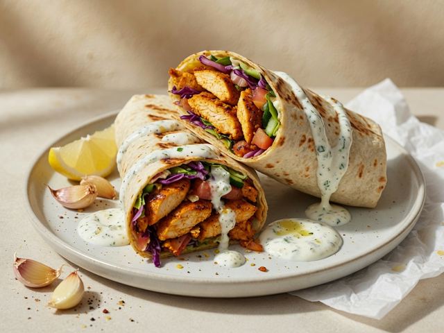Chicken Shawarma Wraps with Garlic Yogurt Sauce