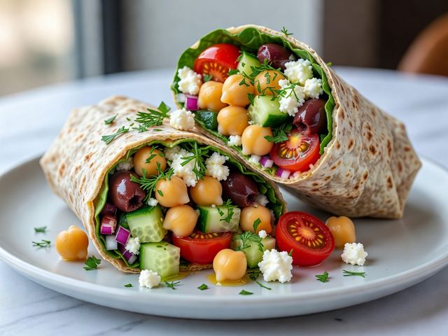 Chickpea Greek Salad Wraps