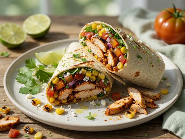 Chipotle-Lime Chicken Street-Corn Salad Wraps