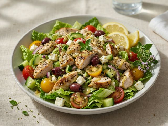 Chopped Greek Chicken Salad with Lemon-Oregano Vinaigrette