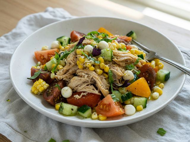 Cool Rotisserie Chicken Heirloom Tomato Corn Bowls