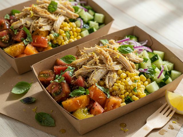 Cool Rotisserie Chicken Heirloom Tomato-Corn Salad Boxes