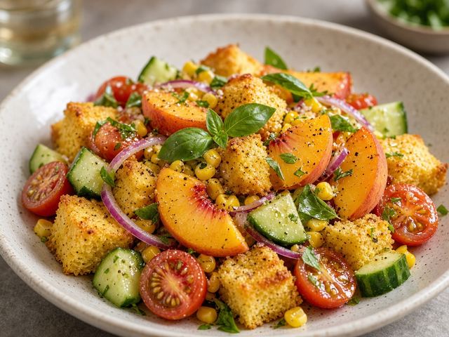 Cornbread Panzanella with Peaches