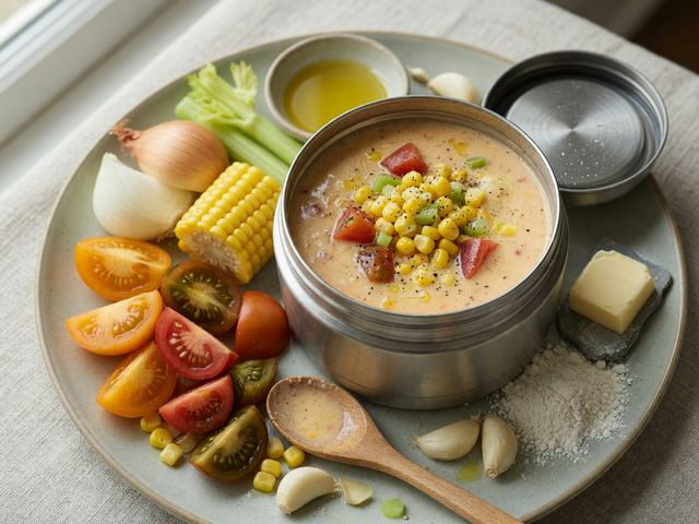 Creamy Heirloom Tomato & Sweet Corn Chowder Thermos