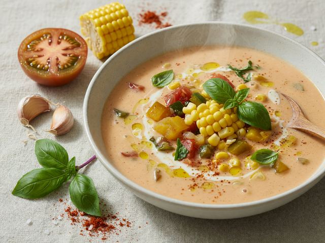 Creamy Heirloom Tomato & Sweet Corn Chowder
