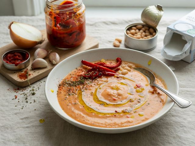 Creamy Roasted Red Pepper & White Bean Soup