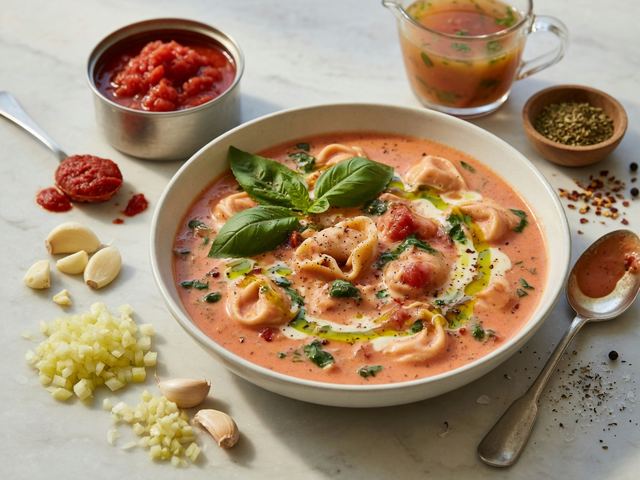 Creamy Tomato Basil Tortellini Soup