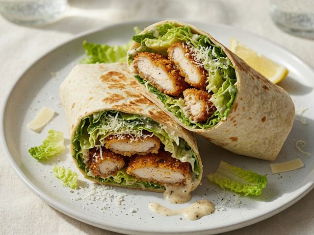Crispy Chicken Caesar Salad Wraps
