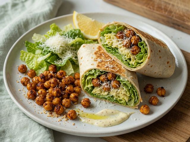 Crispy Chickpea Caesar Salad Wraps