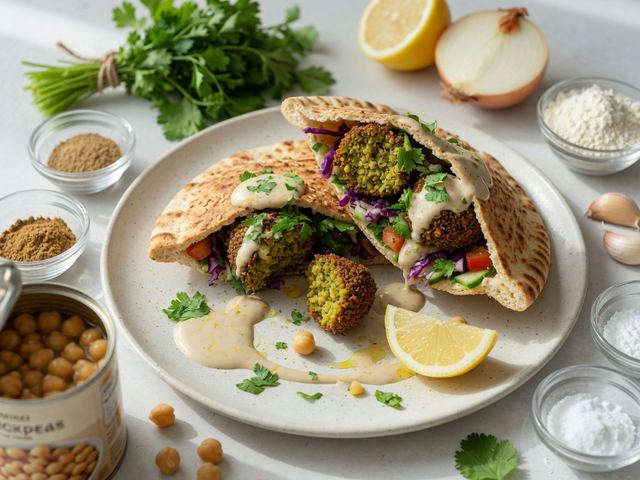 Crispy Falafel Pita Pockets with Lemon Tahini