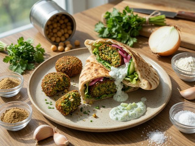 Crispy Falafel Pita Wraps with Cucumber Yogurt