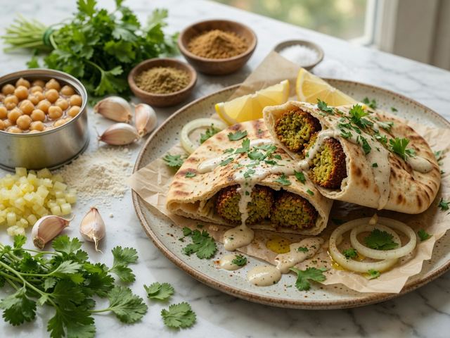 Crispy Falafel Pita Wraps with Tahini Sauce