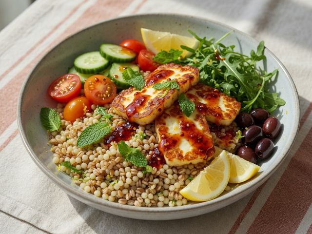 Crispy Hot Honey Halloumi Grain Bowls
