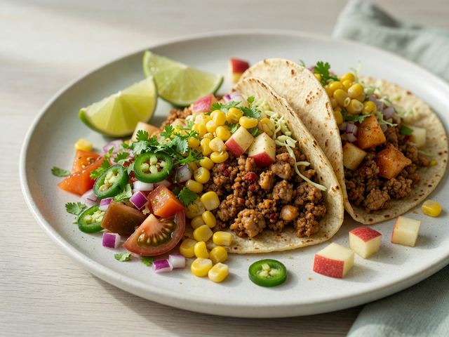 Early-Season Apple Pork Soft Tacos with Corn Salsa