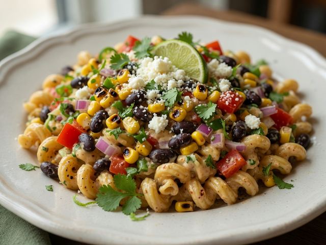 Elote Pasta Salad with Black Beans and Cotija