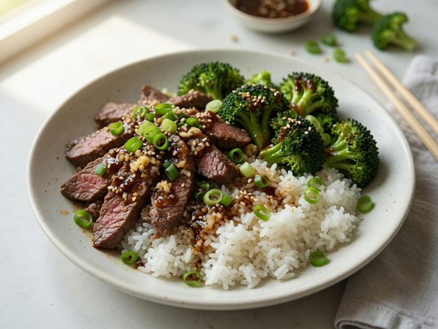 Ginger-Scallion Beef and Broccoli Rice Bowls