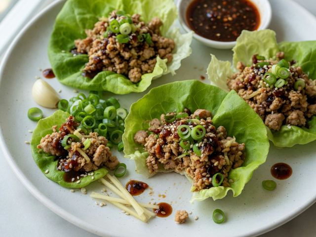 Ginger-Scallion Turkey Lettuce Wraps